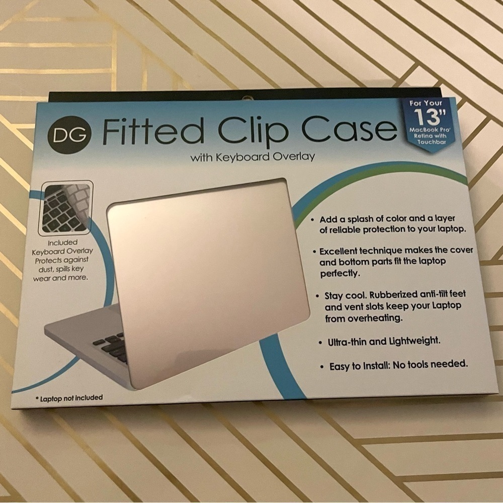 Fitted clip case with keyboard overlay for 13”MacBook Pro. NWT.
